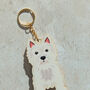 West Highland Terrier Dog Wooden Keyring With Optional Christmas Card, thumbnail 7 of 11