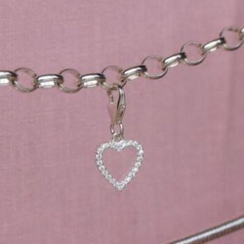Sterling Silver Crystal Heart Charm, 4 of 7