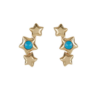 Orion Star Turquoise Gold Plated Stud Earrings, 2 of 5