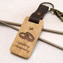 Personalised 5th Anniversary Leather And Wood Key Ring, thumbnail 1 of 4