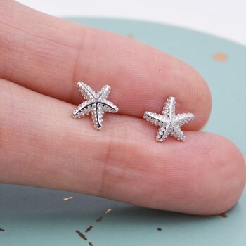 Sterling Silver Little Star Fish Stud Earrings, 3 of 11