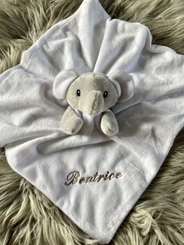 Embroidered White Baby Elephant Comforter, 3 of 5