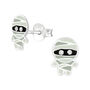 Silver Halloween Earrings, Mummy Studs In A Gift Tin, thumbnail 3 of 8