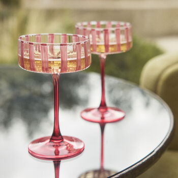 A Pair Of Pink Striped Cocktail Coupes, 2 of 6