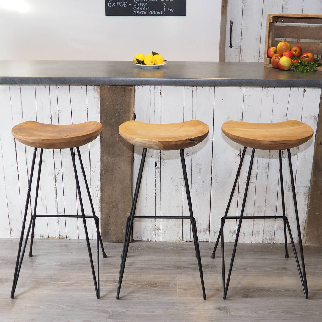 industrial wood top counter stool