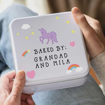 Personalised Metal Square Unicorn Baking Tin, 3 of 3