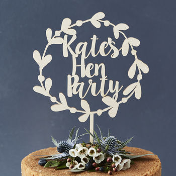 Personalised Wooden Floral Hen Party Cake Topper, 3 of 6