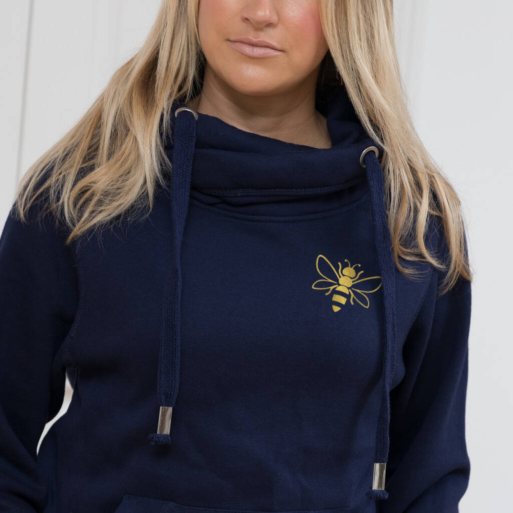 Ladies Bumble Bee Cowl Neck Hoodie Luxe Sweatshirt By Betty