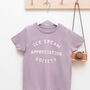 'Ice Cream Appreciation Society' Kid's Lavender T Shirt, thumbnail 6 of 7