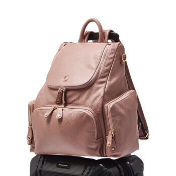 Amber Warm Taupe Leather Backpack, 6 of 10