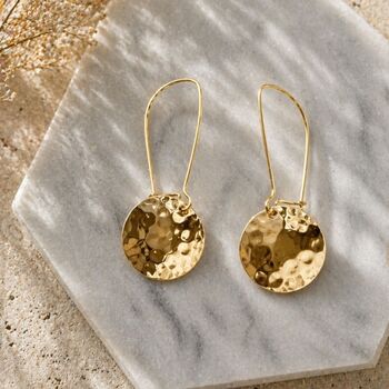 Circular Hammered Silver Drop Earrings, 6 of 9