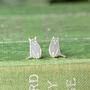 Sitting Cat Stud Earrings In Solid 925 Sterling Silver, thumbnail 6 of 9