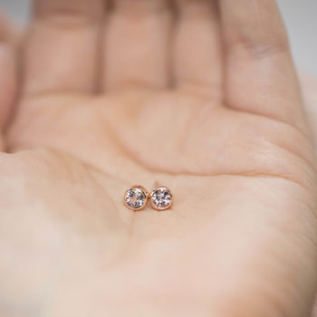 Solid Rose Gold Morganite Solitaire Studs, 3 of 7