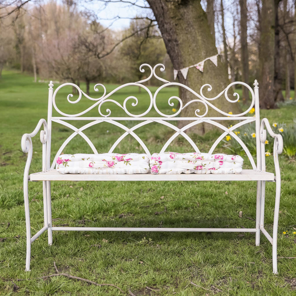 Rose Hill Ornate White Folding Garden Bench By Dibor