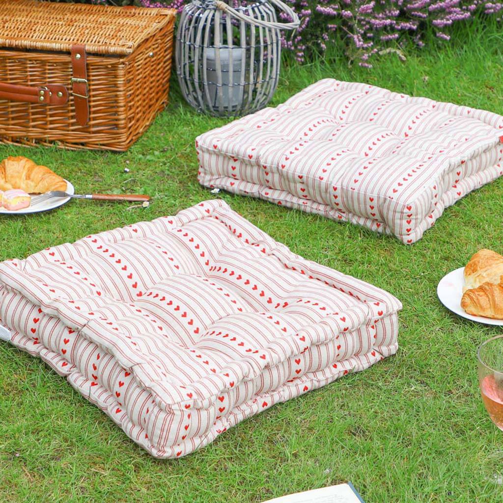 Country Hearts Picnic Floor Cushions By Dibor