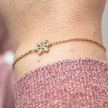 Gold Plated Sparkly Christmas Snowflake Bracelet, 2 of 6