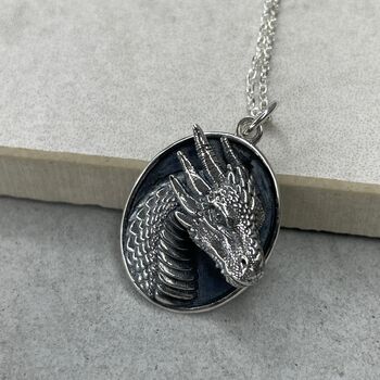 925 Sterling Silver Dragon Head Necklace, 5 of 11