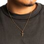 Gold Mini Crucifix Cross Pendant Chain For Men, thumbnail 9 of 12