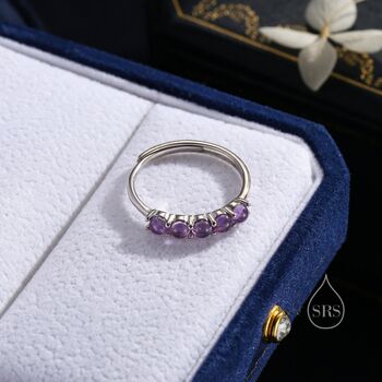 Sterling Silver Natural Amethyst Half Infinity Ring, 3 of 12