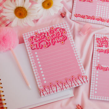 Pink Gingham Self Care Notepad Gift Set, 4 of 10
