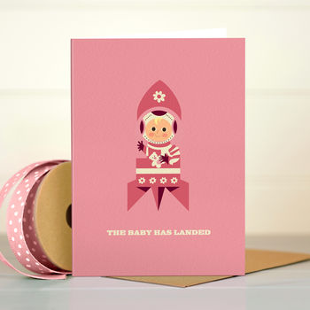 New Baby Card ‘Baby Girl Rocket’, 2 of 4