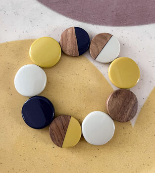 Wood And Resin Circle Bead Stretch Bracelet, 3 of 4