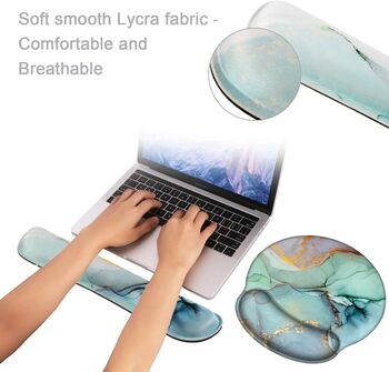 Green Marble Keyboard And Mouse Wrist Rest Pad Set, 4 of 6