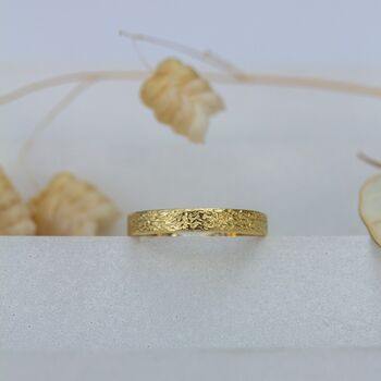 Ocean Waves Ripples Solid Gold Textured Wedding Ring, 5 of 8