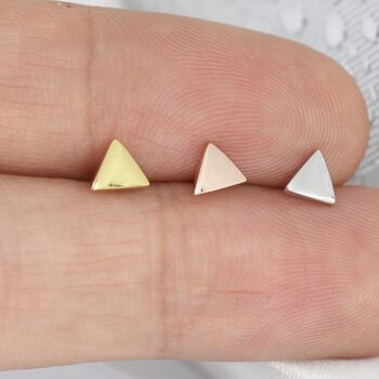 Sterling Silver Extra Tiny Triangle Stud Earrings, 7 of 12