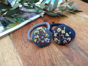 Set Of Two Hand Embroidered Hair Button And Hair Clip, 9 of 10