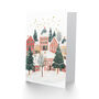 Townscape Decorated Trees Xmas Christmas Card, thumbnail 2 of 4