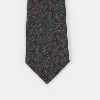 Mens Green And Purple Floral Slim Tie, 11 of 12