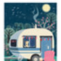 Cosy Caravan And Dog Outdoors Blank Card, thumbnail 2 of 4