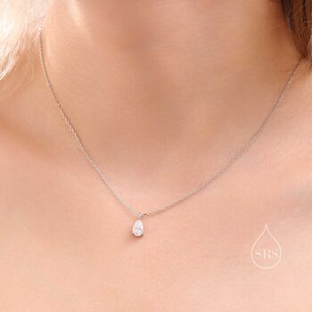 Sterling Silver 0.Eight Carat Moissanite Solitaire Pear Cut Pendant Necklace, 6 of 12