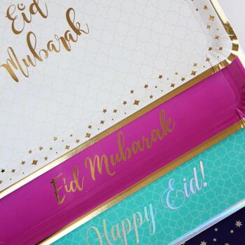 Eid Mubarak Serving Trays 3pk Purple And Gold, 3 of 3