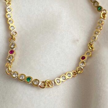 Disco Dots Diamond Emerald And Sapphire Tennis Necklace, 11 of 11