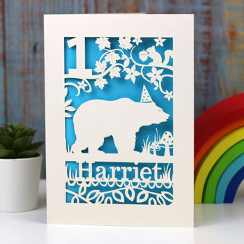 Personalised Papercut Bear Birthday Card, 8 of 8