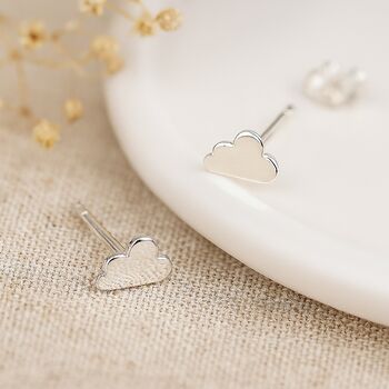 Sterling Silver Mini Cloud Stud Earrings, 3 of 8