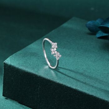 Hydrangea Bouquet Cz Flower Ring In Sterling Silver, 8 of 12