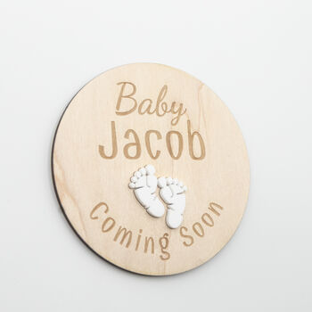 Baby Name Feet Plaque Coming Soon Sign Acrylic, 3 of 12