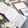 White Floral Wreath Wedding Invitations Sample, thumbnail 3 of 6