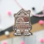 Christmas Wooden Pin Badge, Gingerbread Bookshop, thumbnail 1 of 6