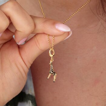 Giraffe Charm Necklace, Sterling Silver Or Gold Plated, 2 of 7