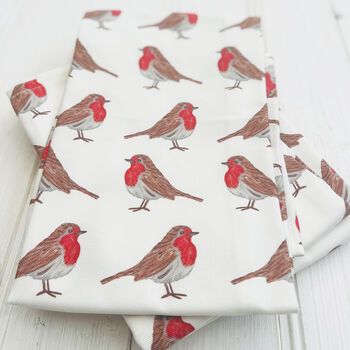 Christmas Robins Organic Cotton Tea Towel, 3 of 5