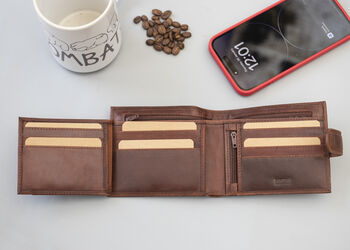 Personalised Mens Tan And Brown Leather Wallet Rfid, 6 of 11