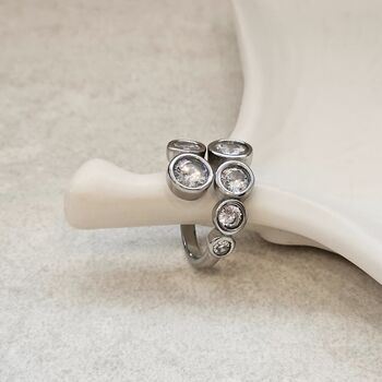 Solitaire Diamond Crossover Ring Silver, 9 of 9