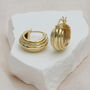 Gold Or Silver Ribbed Mini Hoop Earrings, thumbnail 1 of 4