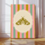 Pink And Brown Stripe Buterfly Art Print, thumbnail 1 of 4
