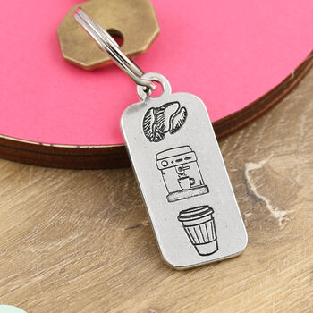 Coffee Lover Gift Pewter Story Keyring, 2 of 7
