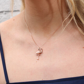 Personalised 18ct Rose Gold Plated Flamingo Necklace, 3 of 7